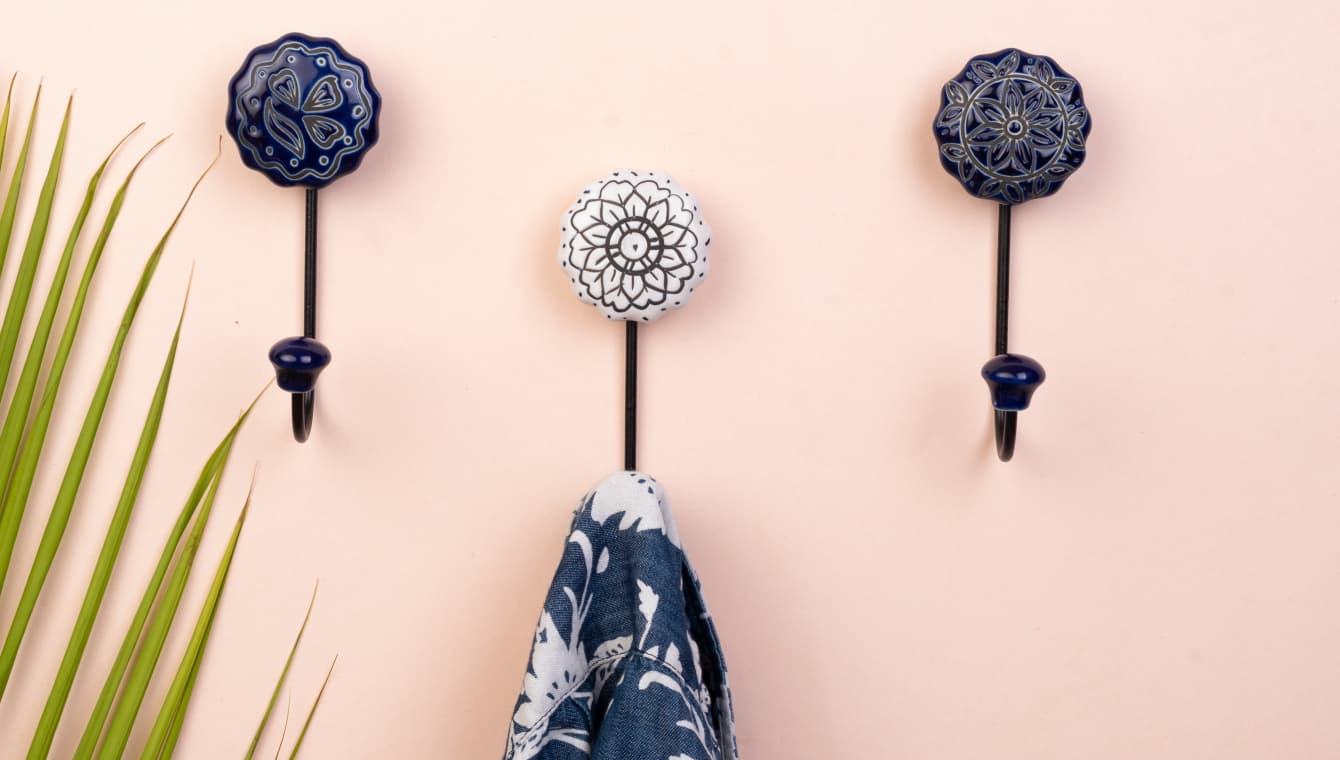 Ceramic wall coat hooks