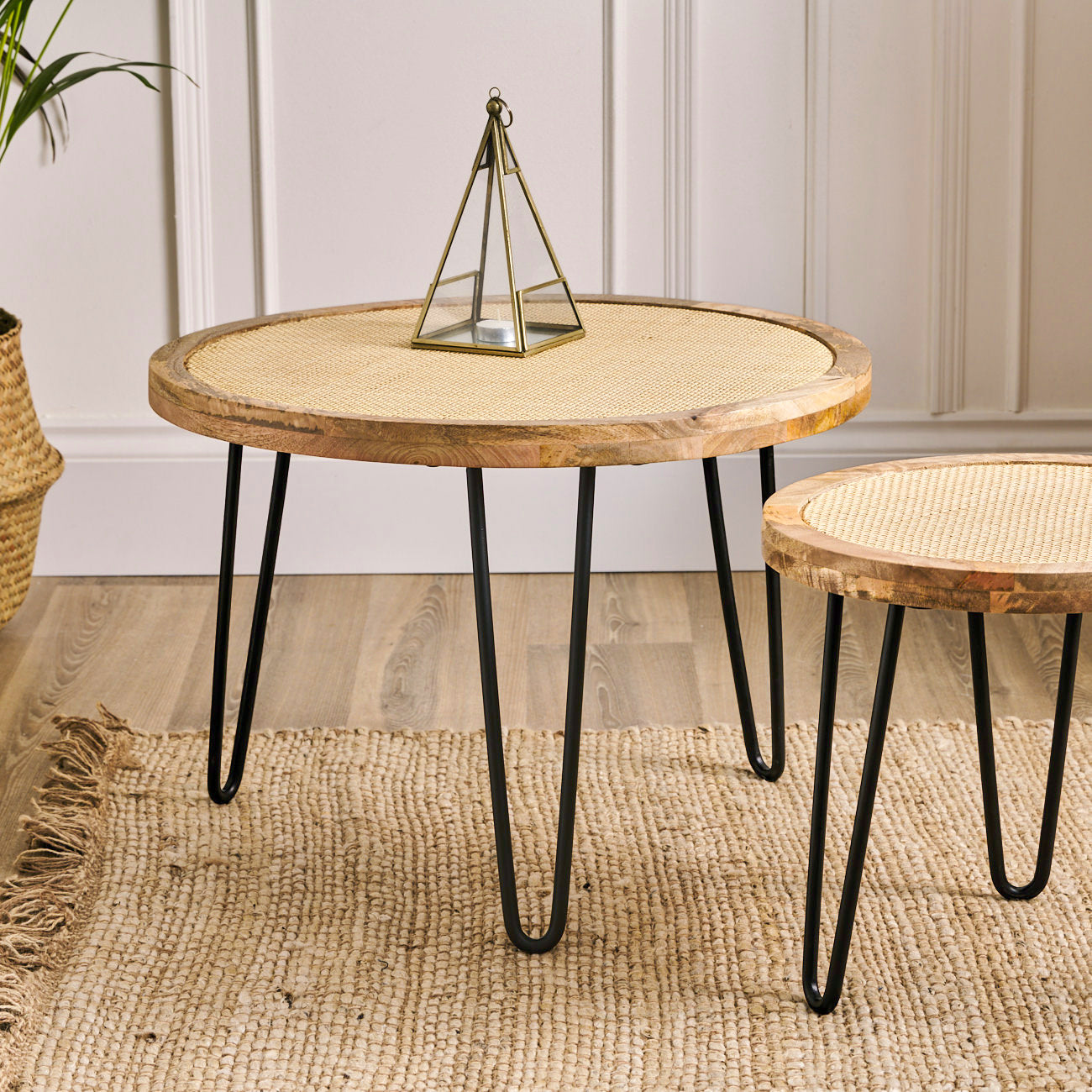 cane side table