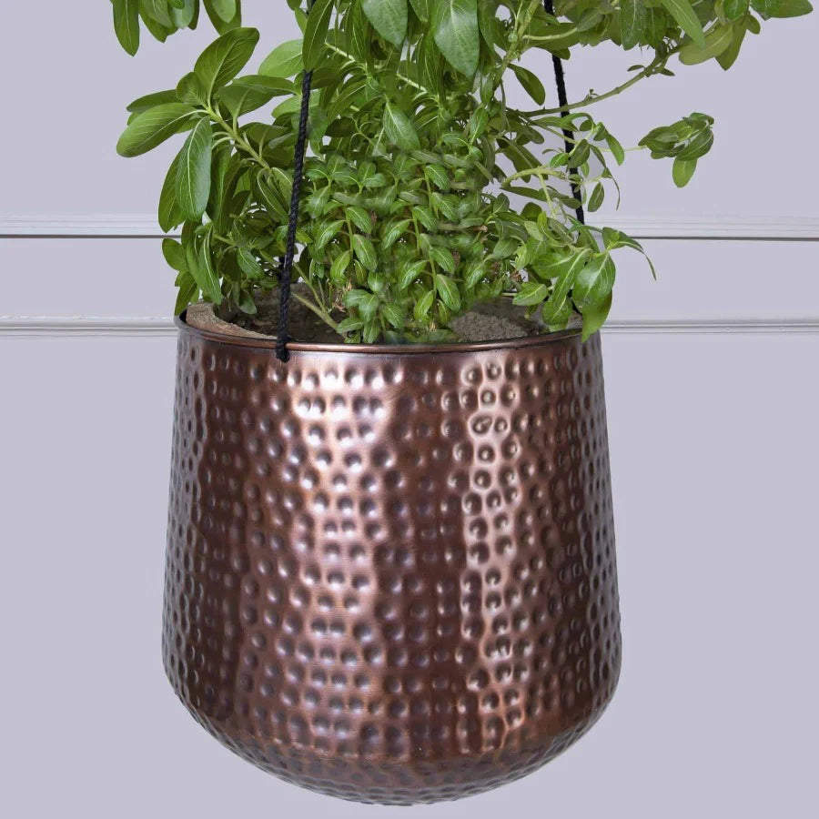 copper plant pot Hammered Copper Hanging Planters