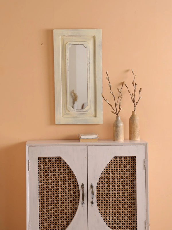 Wall Mirror with Reclaimed Wood Rectangular Beige Colour 'Zia'