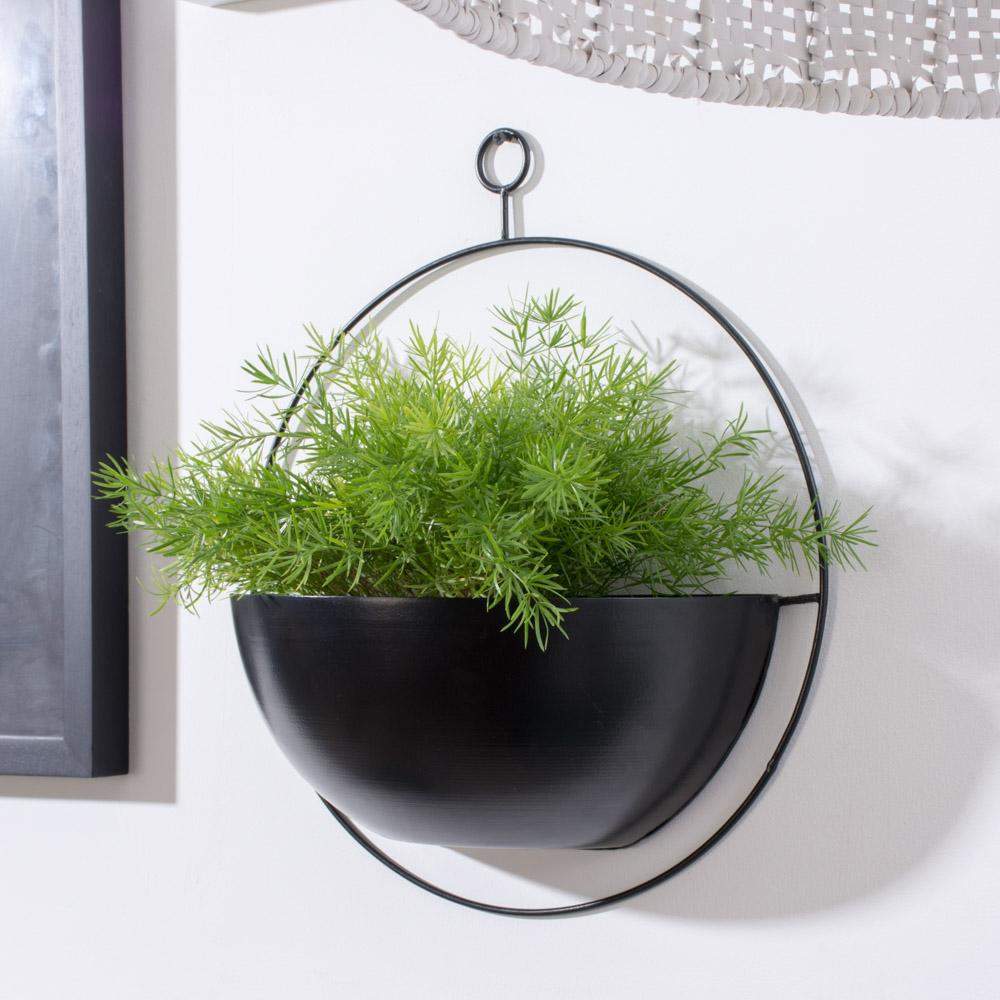 circle wall hanging planter Black Round Wall Planter
