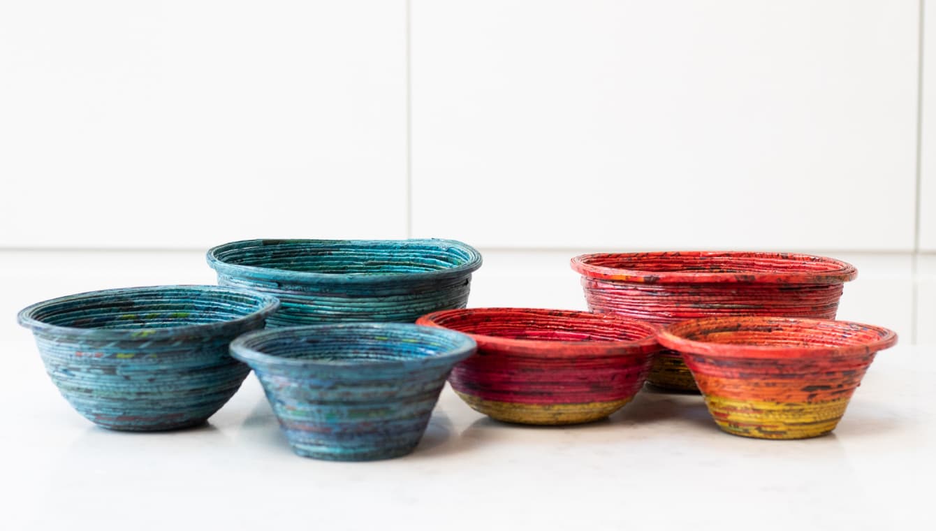 Recycled paper storage bowls