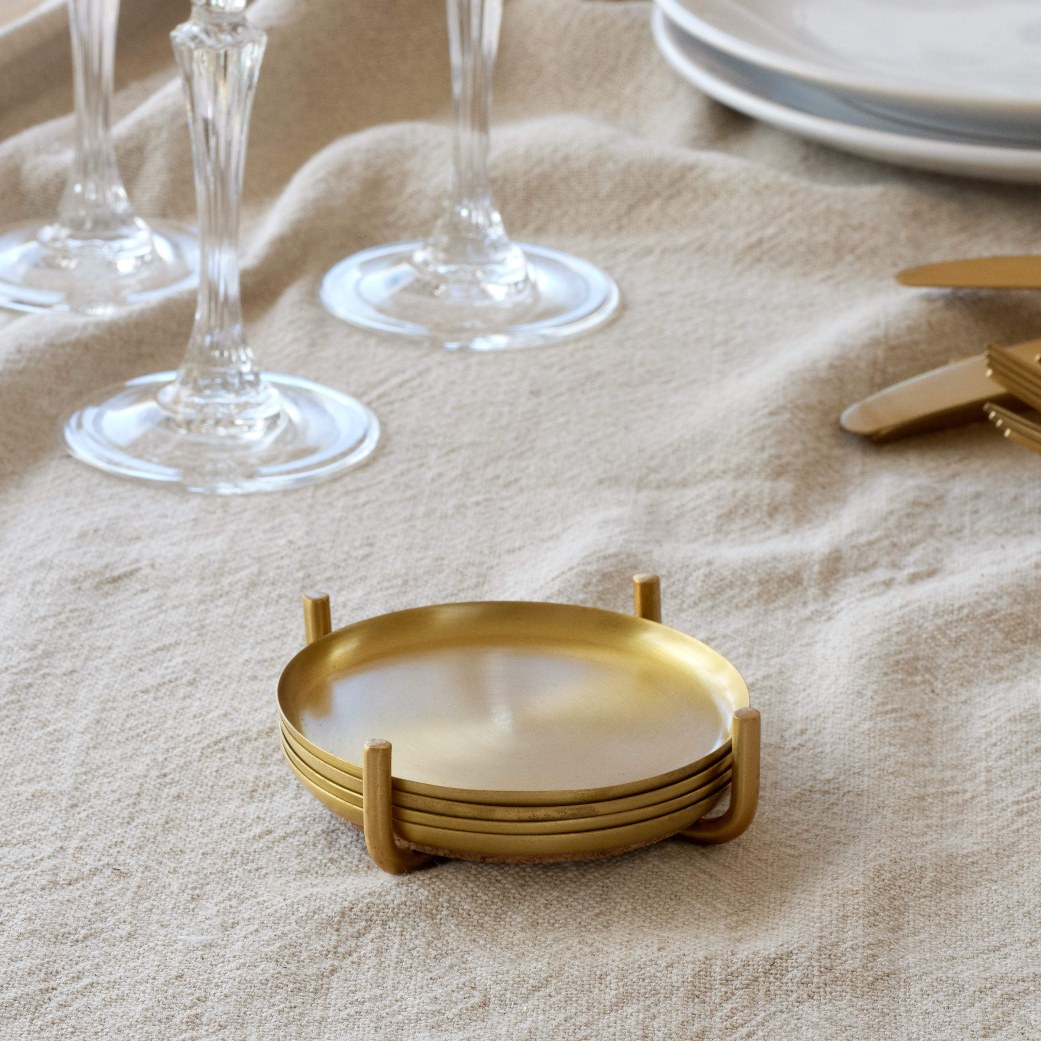 Brass Gold Coasters - Anika – Mytri Designs
