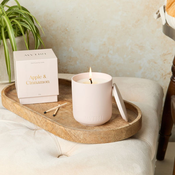 Apple & Cinnamon - Large Ceramic Soy Candle (320g)