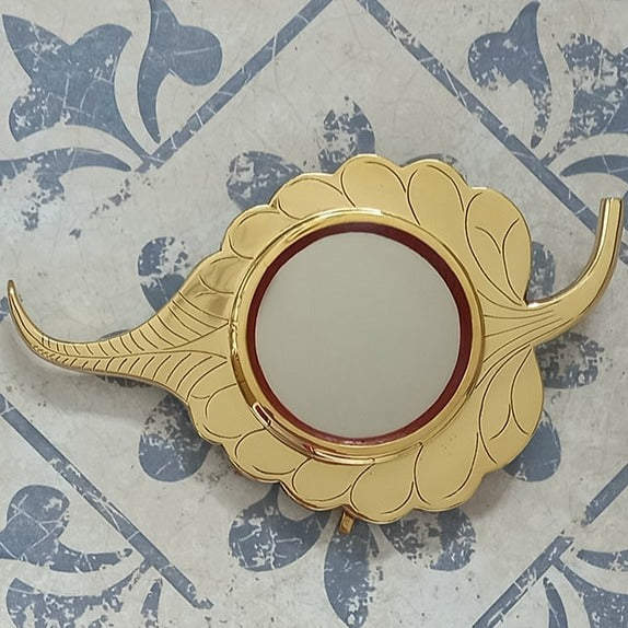 Golden Leaf Shape Aranmula Kannadi - Mytri Designs