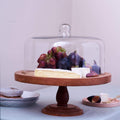 Mango Wood Cake Stand With Cloche  
