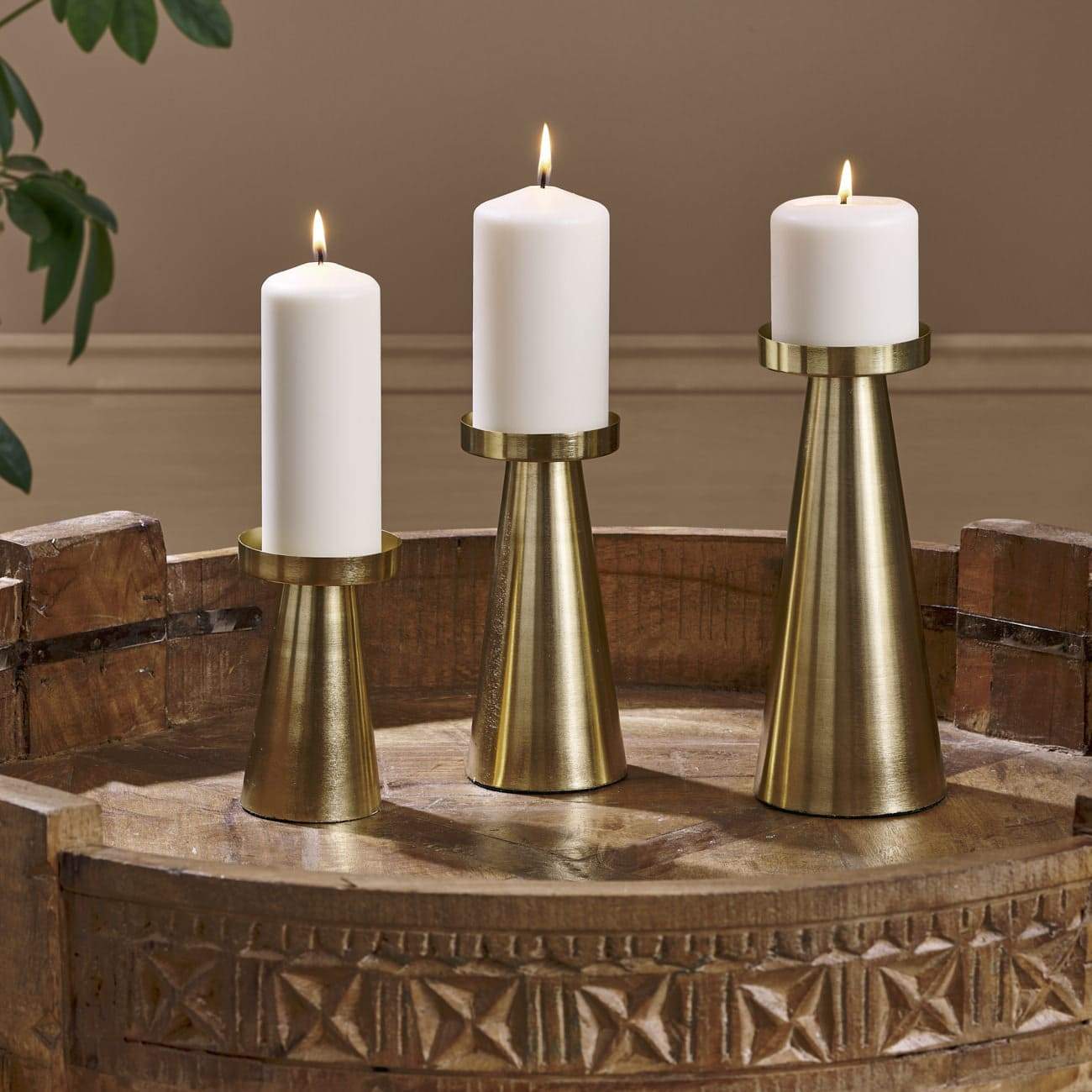 Metal Pillar Golden Candle Holder – Mytri Designs