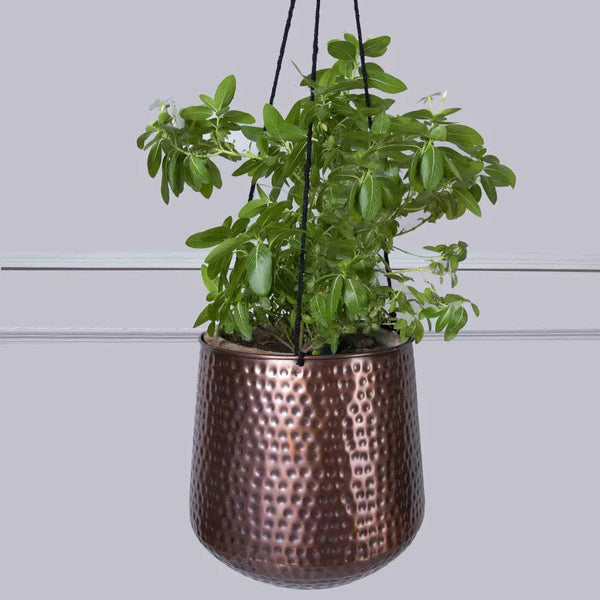 copper hanging planter uk Hammered Copper Hanging Planters