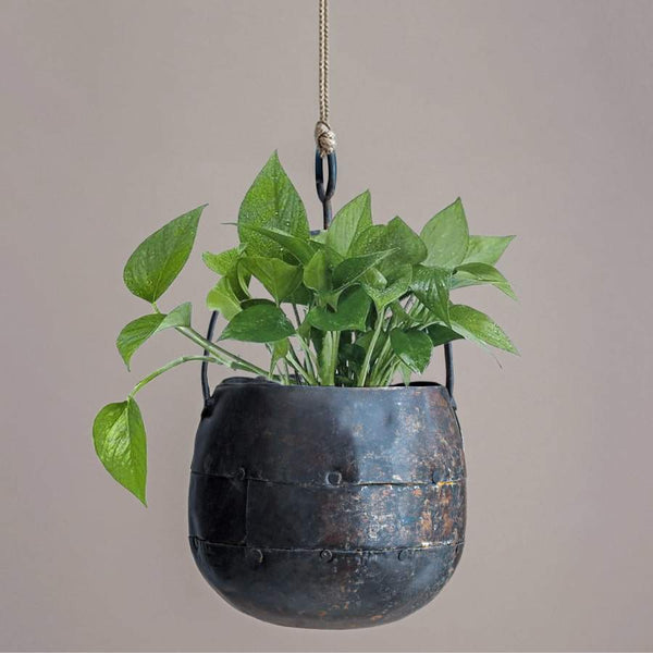 rustic metal plant pots Rustic Metal Hanging Planter