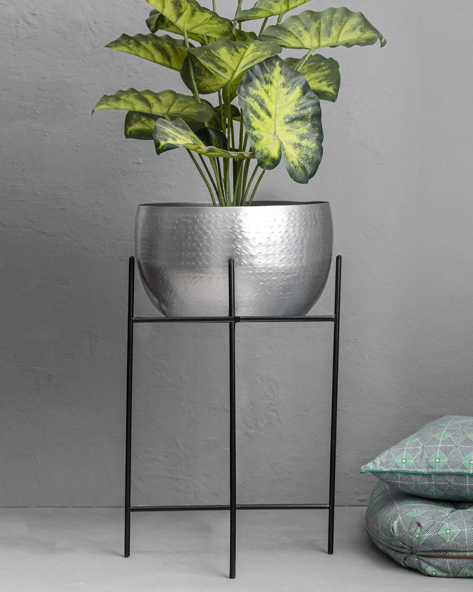 Large Silver Indoor Planter On Legs