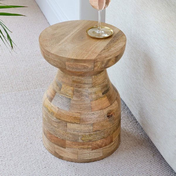 Aam Wooden Side Table - Natural Mango Wood