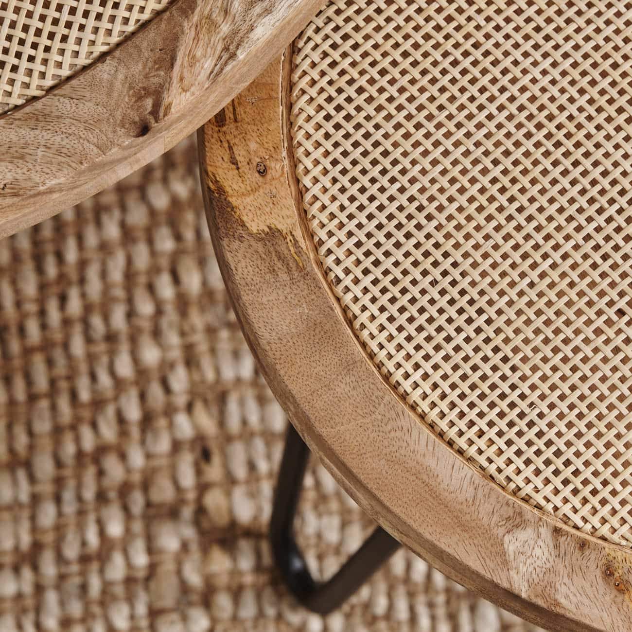 Rustic Natural Finish Round Cane Side Table Quality Furniture Mytri
