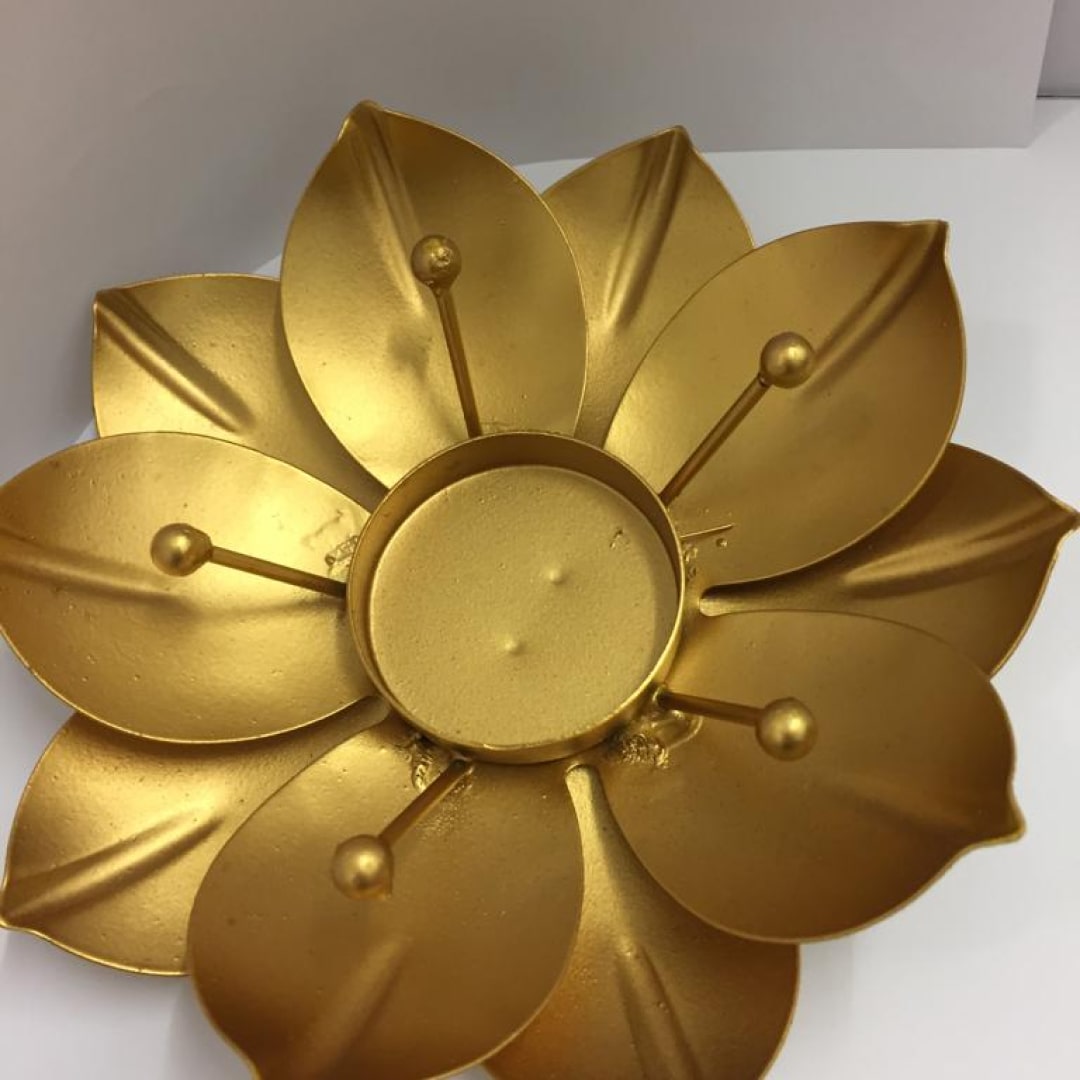 Gold Lotus Flower Metal Candle Holder Mytri Designs