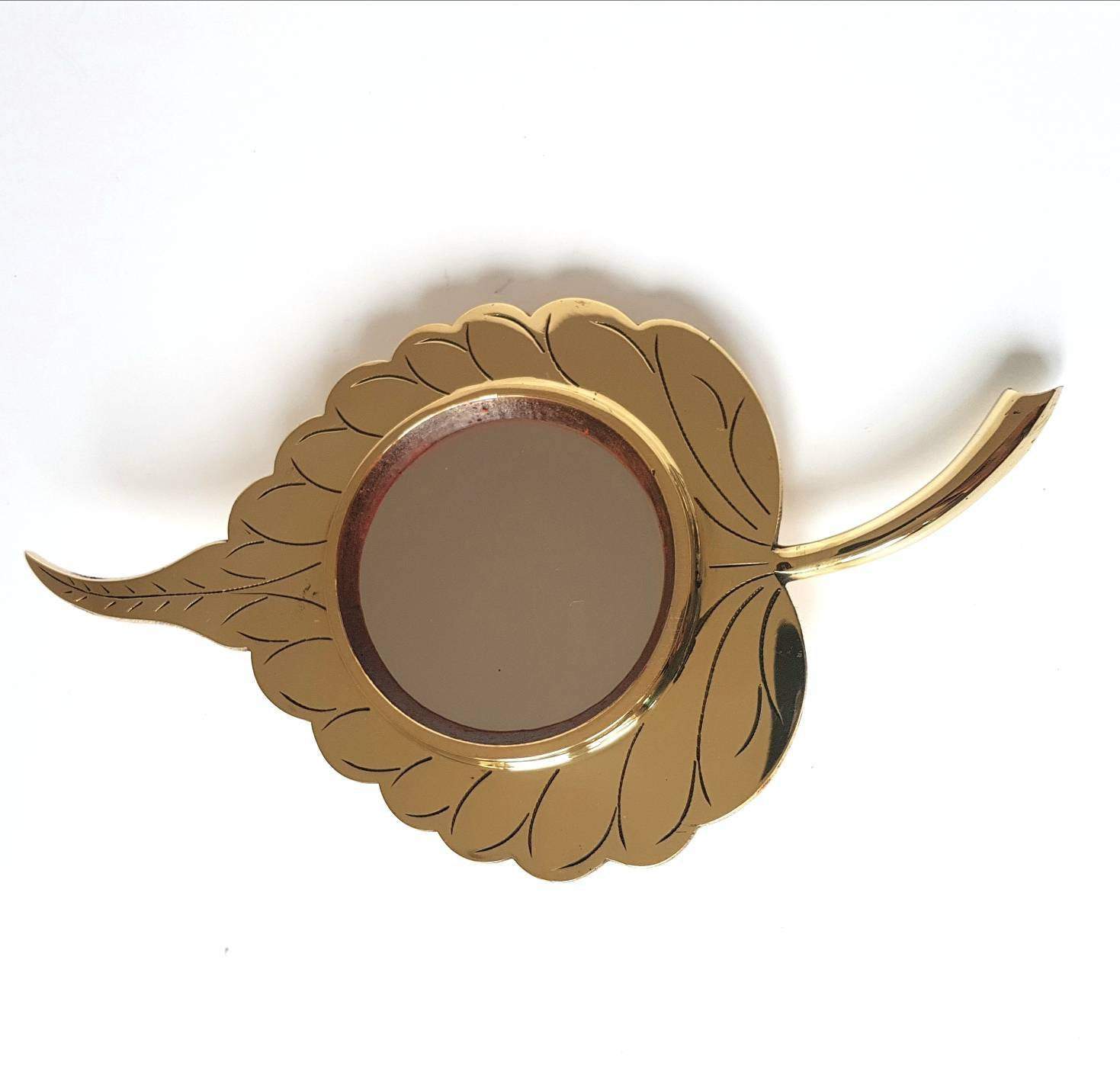 Golden Leaf Shape Aranmula Kannadi - Mytri Designs