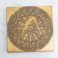 Brass Yoga Coasters | Set of Five Wood and Brass Coasters 
