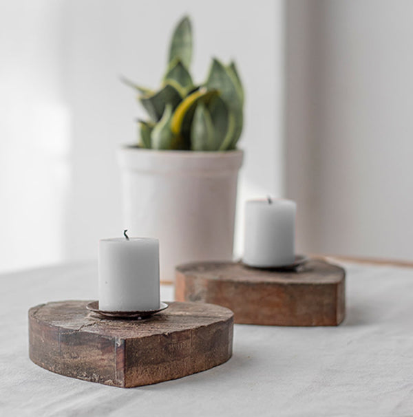 Wooden Heart Candle Holder