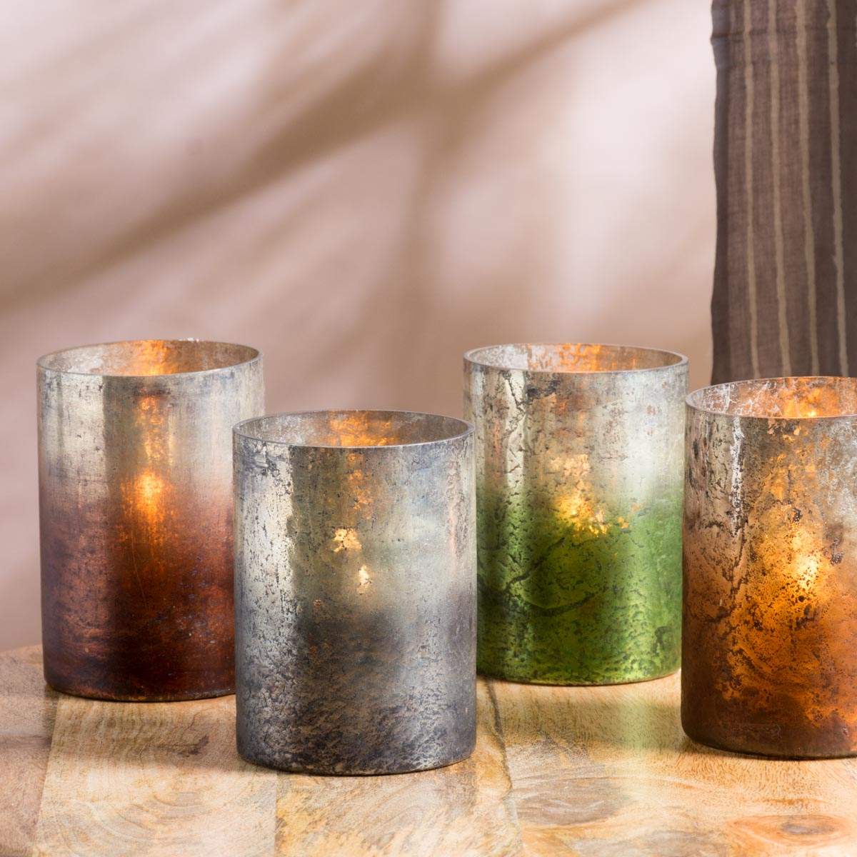 Cylinder Smoked Glass Candle Holders Mytri Designs