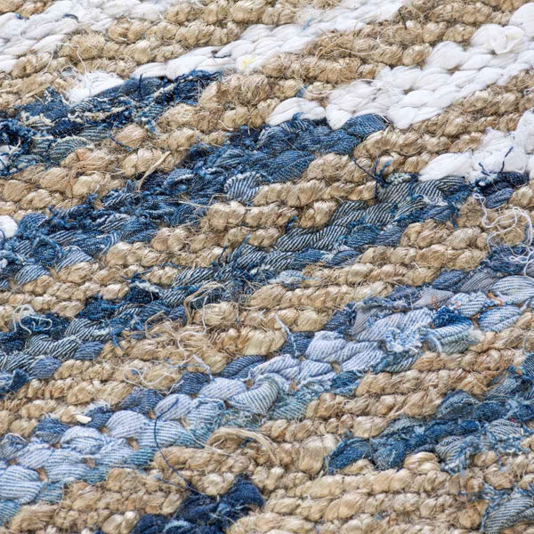 Jute-Cotton Yoga Mat - Denim Blue with Pattern