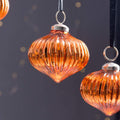 Elegant Orange-Copper Glass Christmas Baubles Set of 4 
