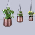 Set of 3 hanging copper planters
