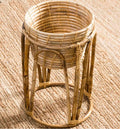 rattan plant stand on legs with basket