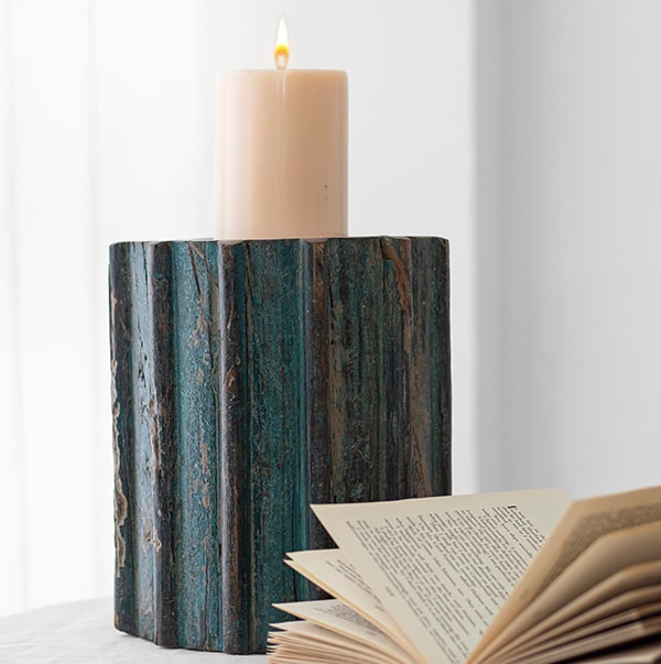 Wooden Pillar Candle Holder