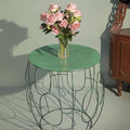 Metal Rustic Coffee Table 'Dyuthi' with Green Patina Top 