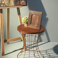 Metal wire side table with copper colour wires and table top 'Amala' 