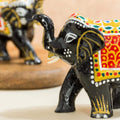 Painted Handmade Wooden Indian Elephant Figurine in distressed wood 