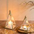 Pyramid Glass Candle Holders with Metal Frame 