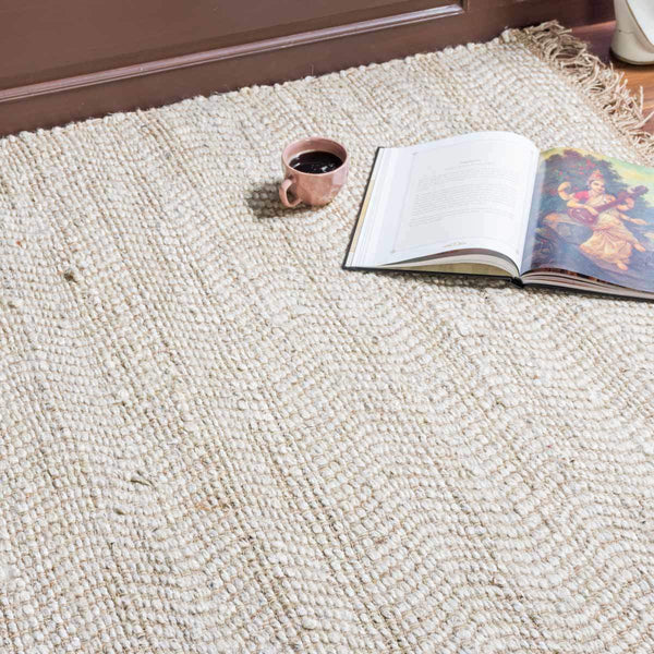 Rectangular Beige Jute Rug