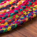 Round Multicolour Rug / Handmade Chindi Rug Recycled Decor 'Mandalee' 