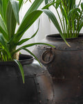 Rustic Round Metal Planter "Jala" from Recycled Metal 