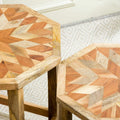 Set of 2  - Mango and Acacia Wood Octagonal Side Tables 'Kaatik' 