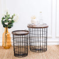 Side Tables with Basket Storage 