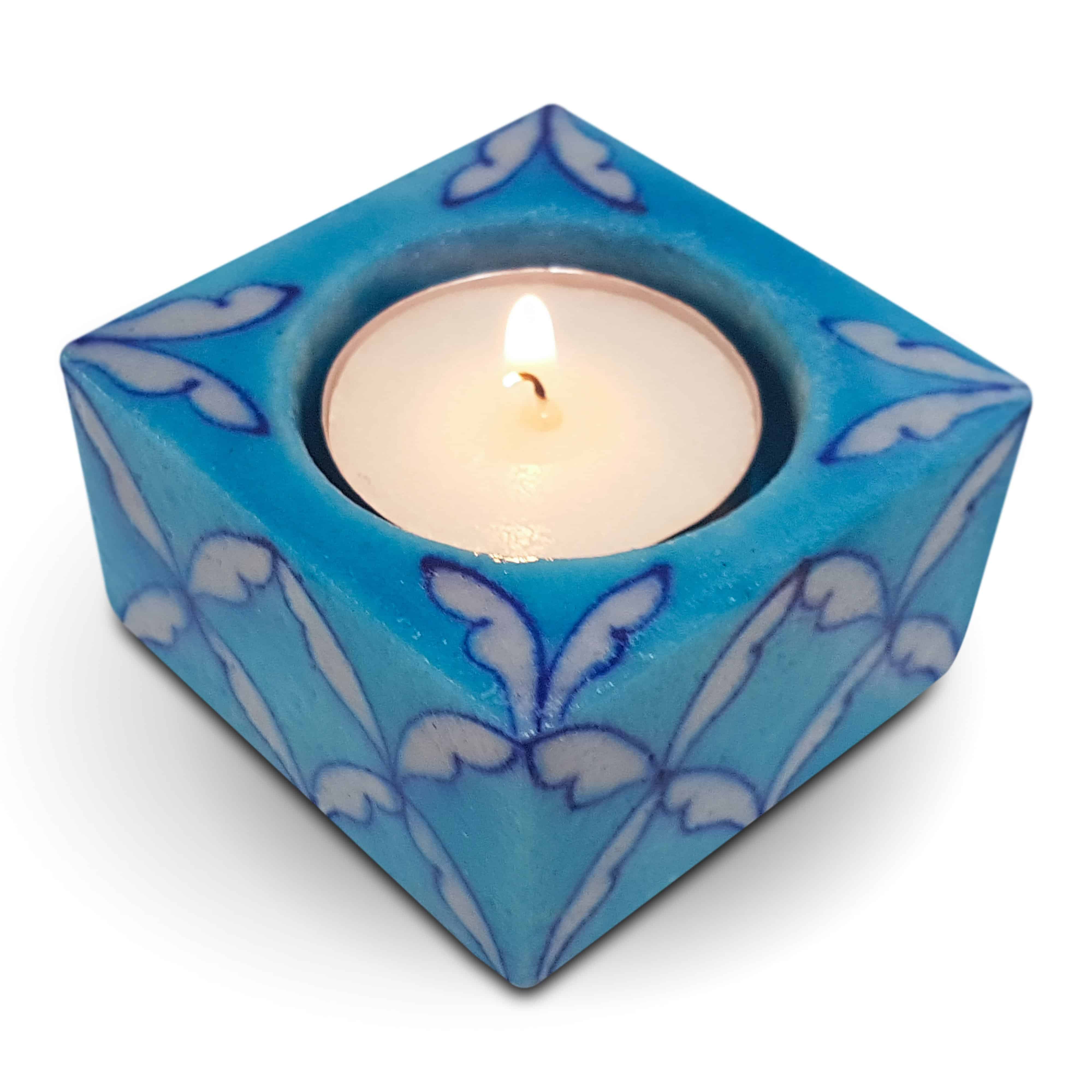 Blue Pottery Ceramic Candle Holder Set Mytri Designs