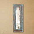Long rustic wooden mirorr upcycled from discarded teak wood furniture with a distressed blue finish